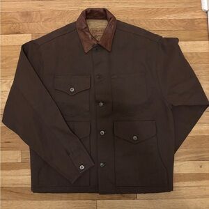 Schaefer Fenceline Brush Jacket  Blanket Lining Oak with Leather Collar